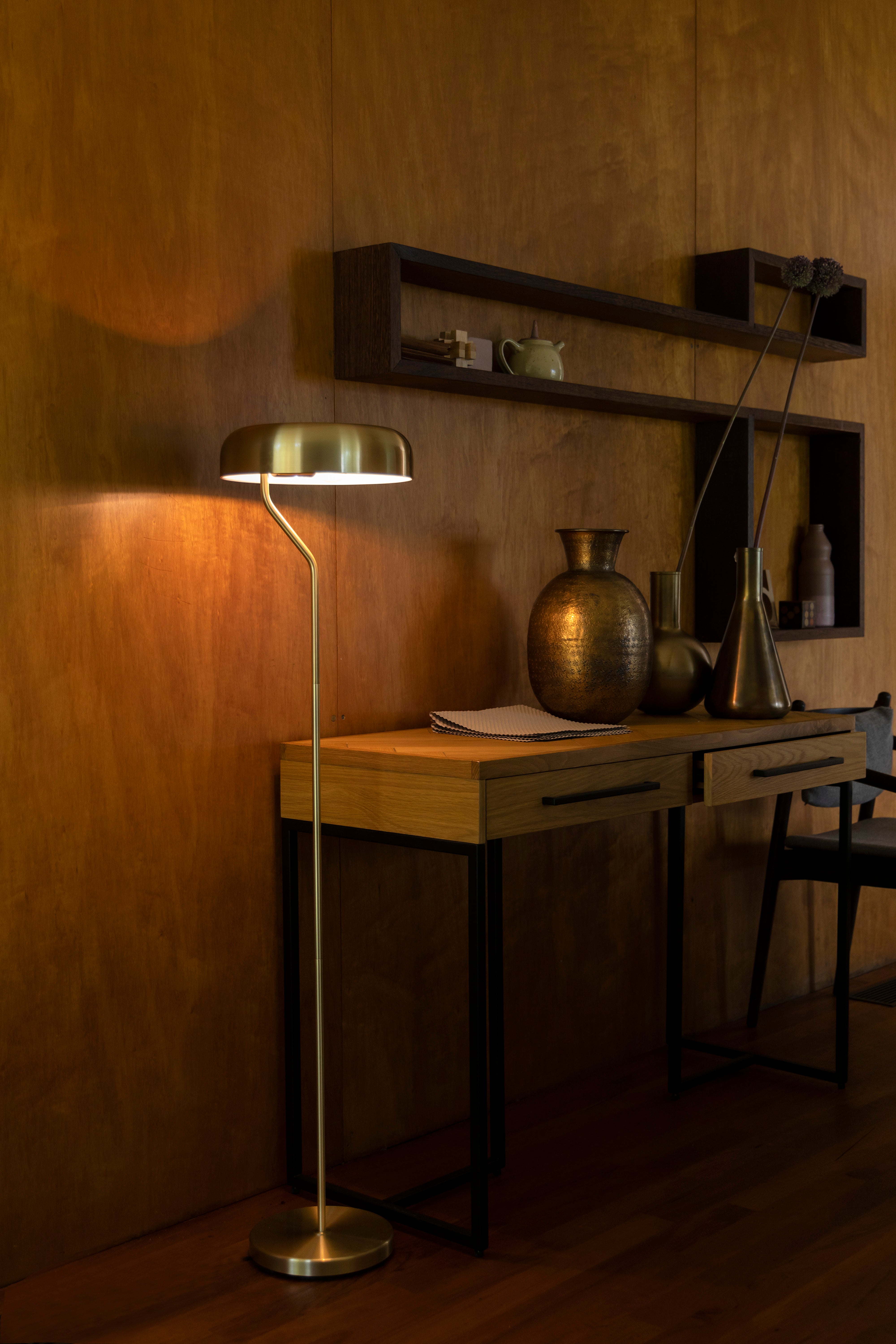 Dutchbone Eclipse Brass Open Top Floor Lamp